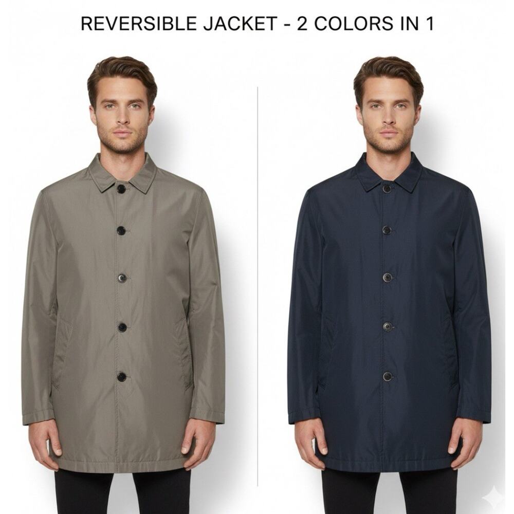 Peter‎ Millar Reversible Coat Jacket Lightweight Blue Gray Size Large 23”x33”